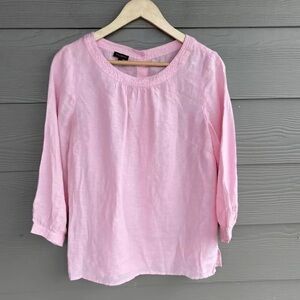 Talbots pink 100% linen button back blouse size S